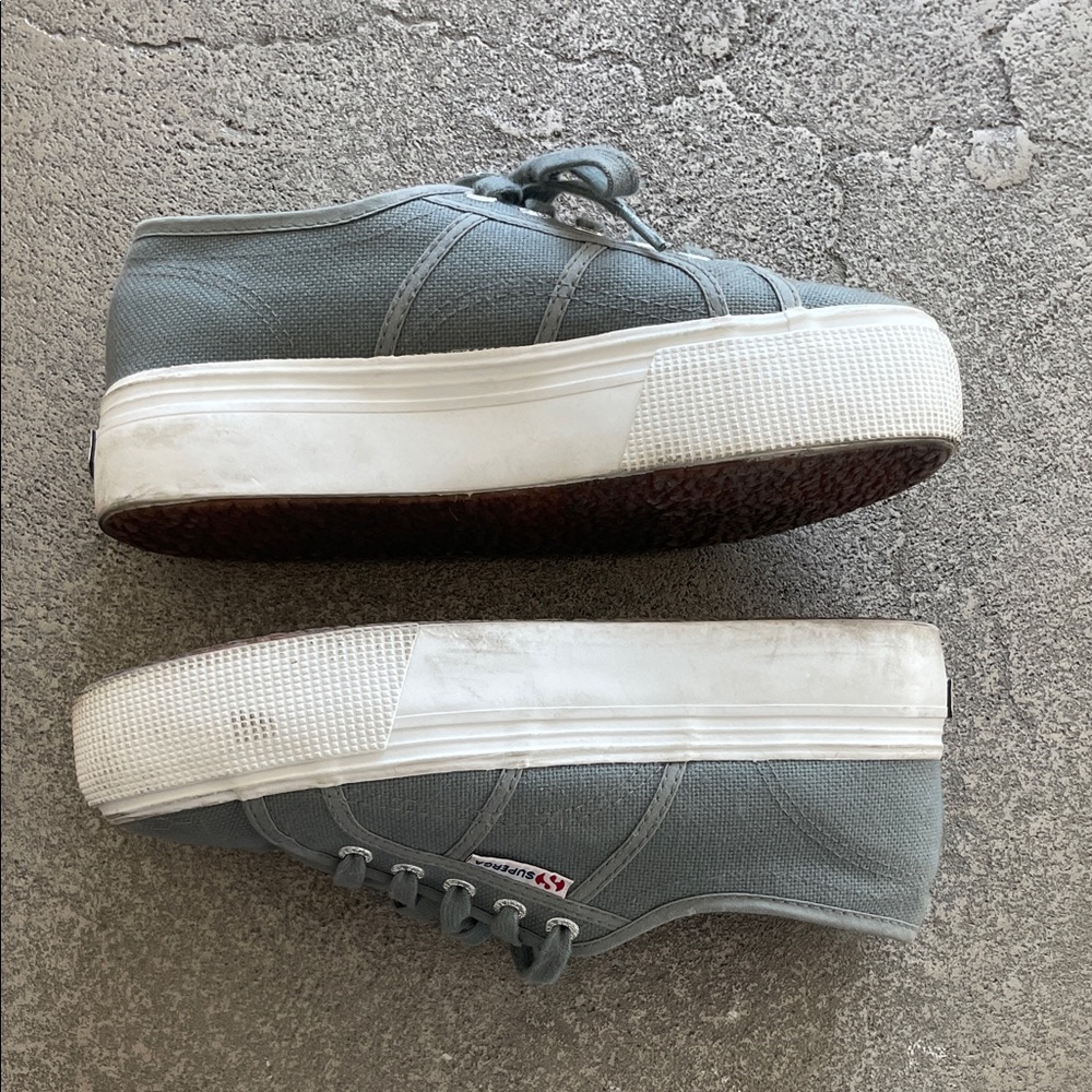 Superga Gray Platform Sneakers 37 1/2 EU
